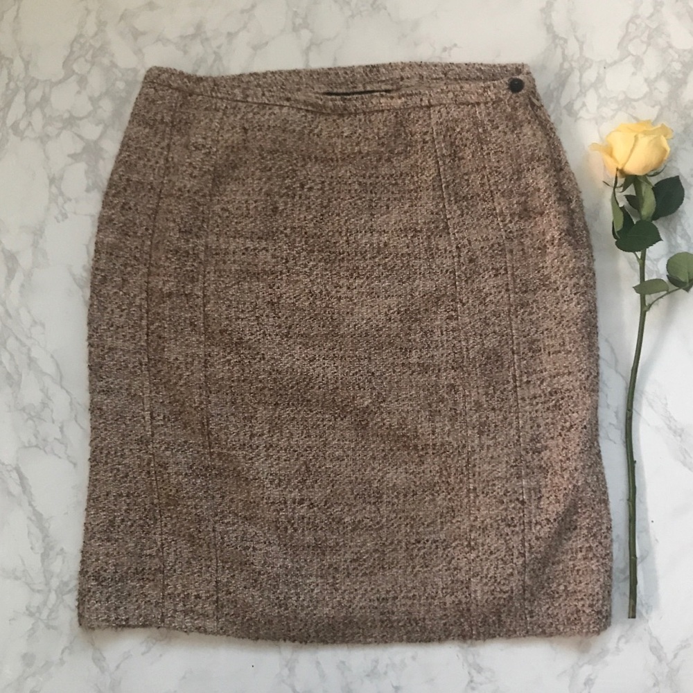 Jones New York tan wool textured skirt 14 - Picture 2 of 8